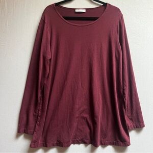 Bryn Walker Bamboo Organic Cotton Women's Burgundy Long Sleeve Top Sz L